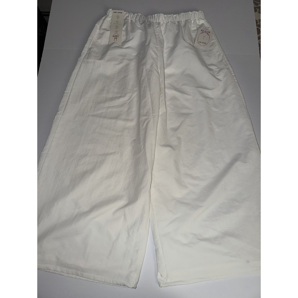 Lilac Sunset Women Large Nylon Balloon Pants White Lightweight Stretch Boho NWT